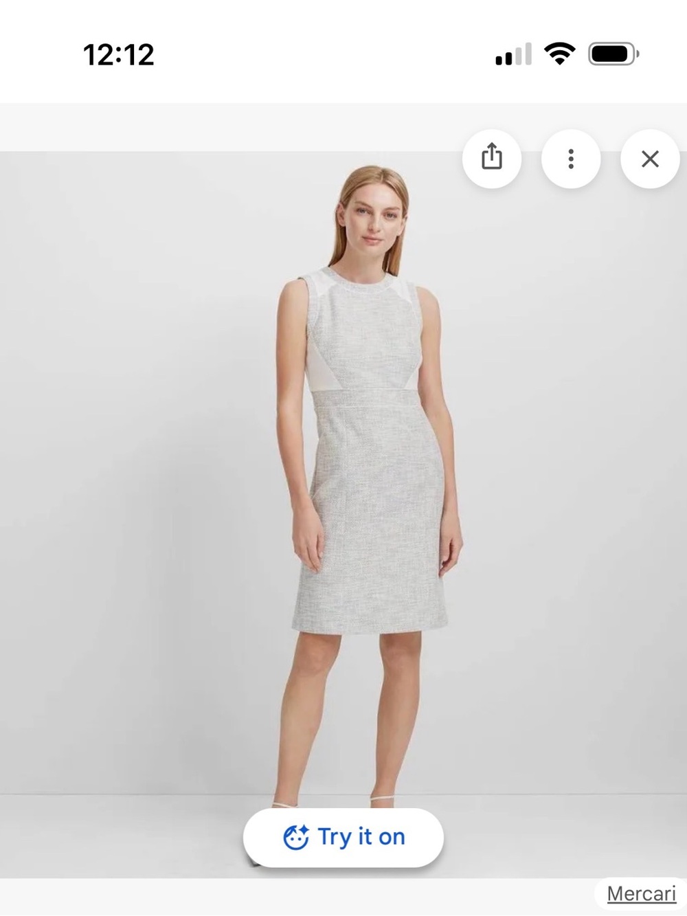 NWT: Club Monaco Sleeveless White Tweed Shift Dress